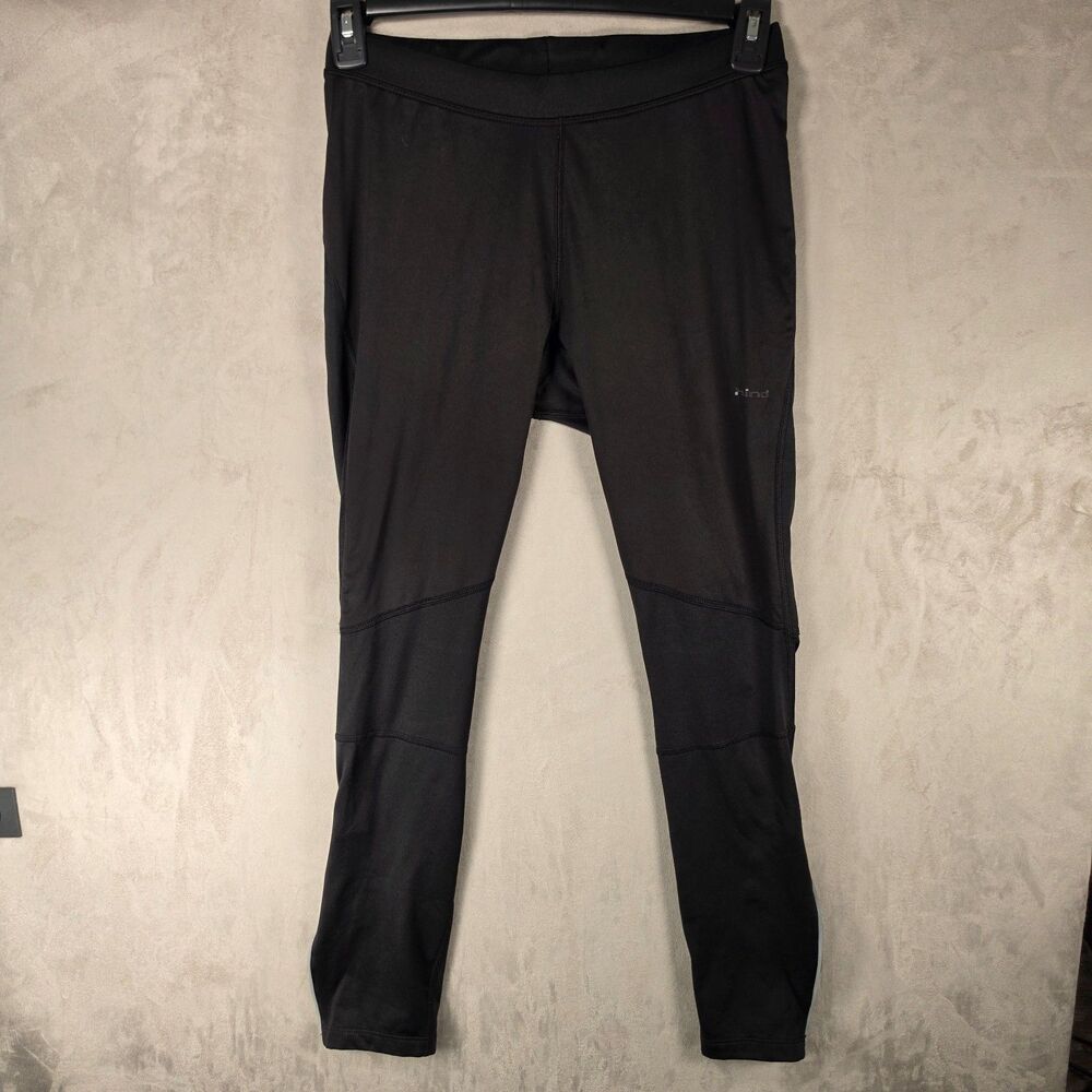 HIND Mens Thermal Running Tights Black Windproof Paneled Cold Weather Pants S